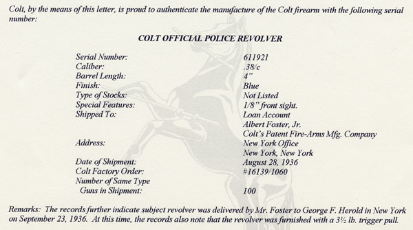 colt official police serial numbers